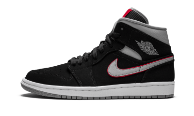 Jordan 1 Mid Black Particle Grey Gym Red