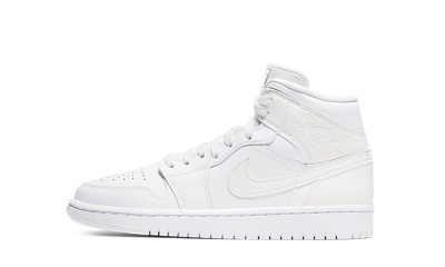 Jordan 1 Mid Triple White Patent Swoosh (W)