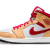 Jordan 1 Mid Light Curry Cardinal