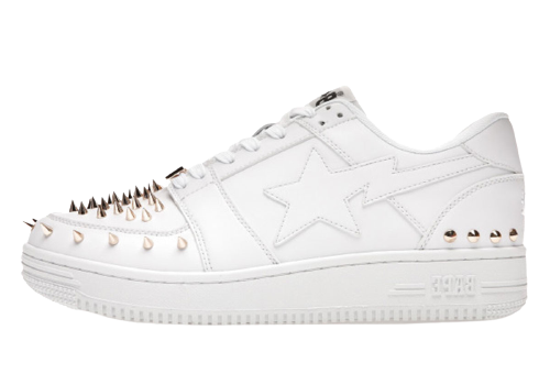 A Bathing Ape Bape Sta Low White Gold Studded